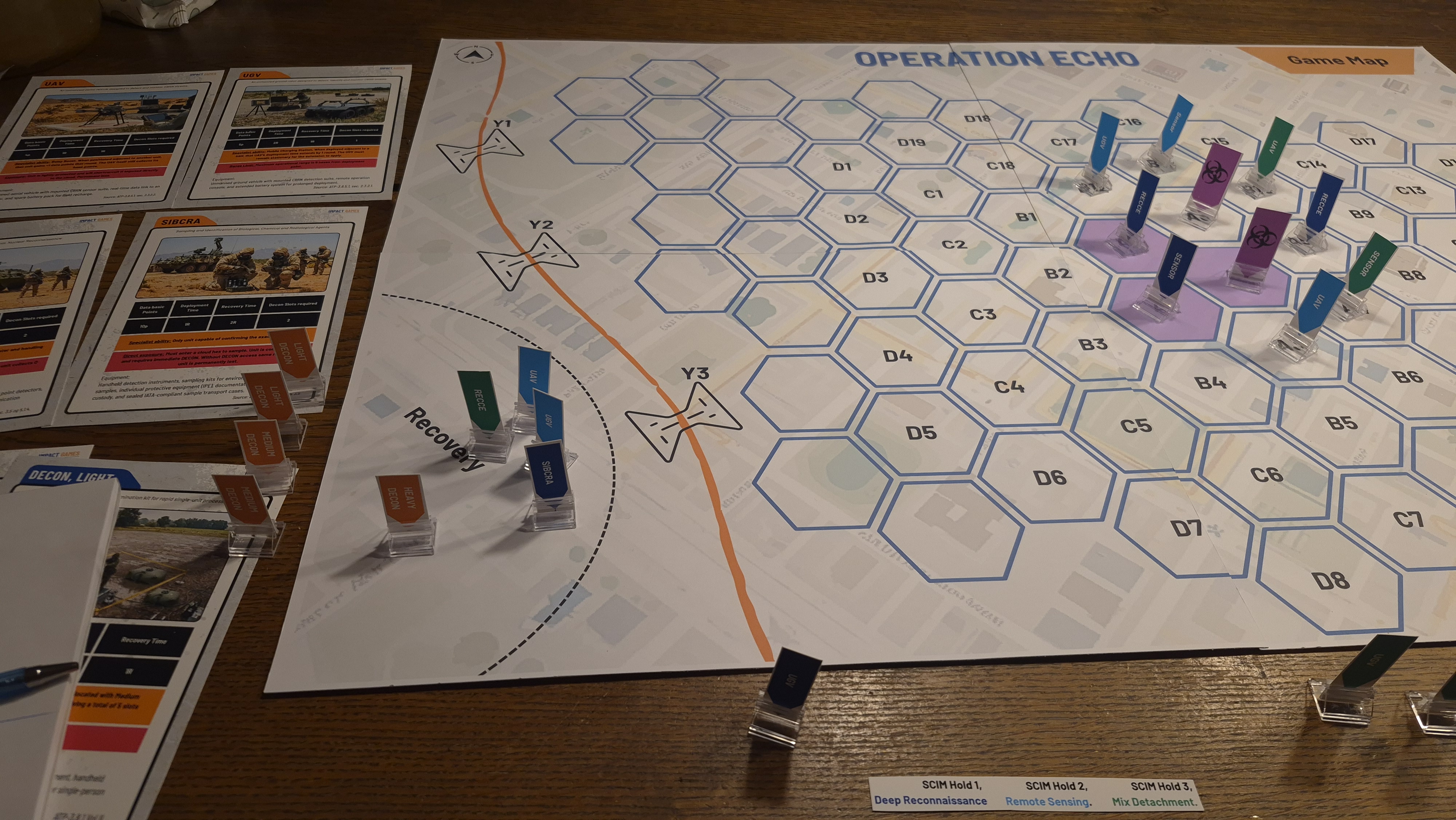 Operation ECHO spillebræt med hexagon-kort